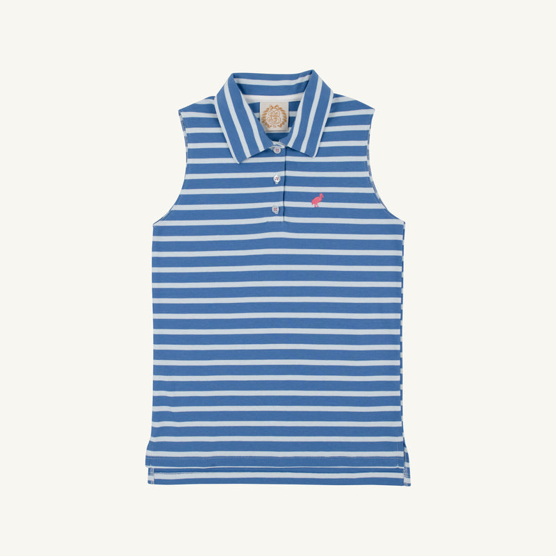 Paige's Proper Polo - Barbados Blue Stripe with Winter Park Pink Stork