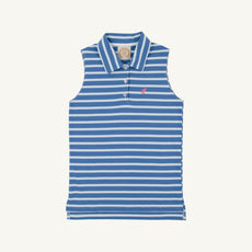 Paige's Proper Polo - Barbados Blue Stripe with Winter Park Pink Stork