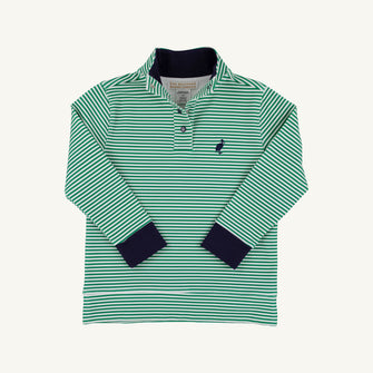 Embroidery result for: Pendleton Popped Collar - Kiawah Kelly Green Stripe with Nantucket Navy