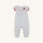 Penny's Playsuit - Nantucket Navy Microdot with Richmond Red and Apple Applique