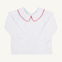 Peter Pan Collar Shirt & Onesie (Long Sleeve Woven) - Worth Avenue White with Richmond Red