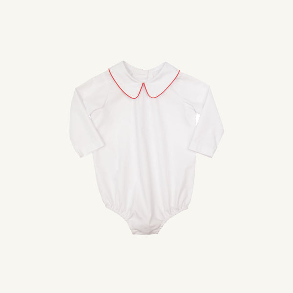 Peter Pan Collar Shirt & Onesie (Long Sleeve Woven) - Worth Avenue White with Richmond Red
