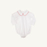 Peter Pan Collar Shirt & Onesie (Long Sleeve Woven) - Worth Avenue White with Richmond Red