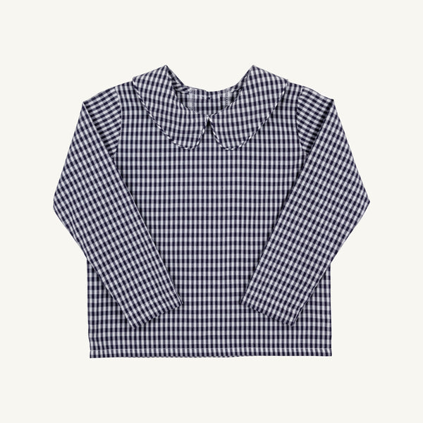 Peter Pan Collar Shirt & Onesie (Long Sleeve Woven) - Navy Grove Gingham