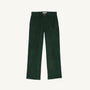 The Beaufort Bonnet Company Prep School Pants in Grier Green Corduroy with Gray Bay Brown Stork feature a straight leg cut, front pockets, and a button closure—an ideal addition to any boy’s fall wardrobe. Shown on a plain white background.