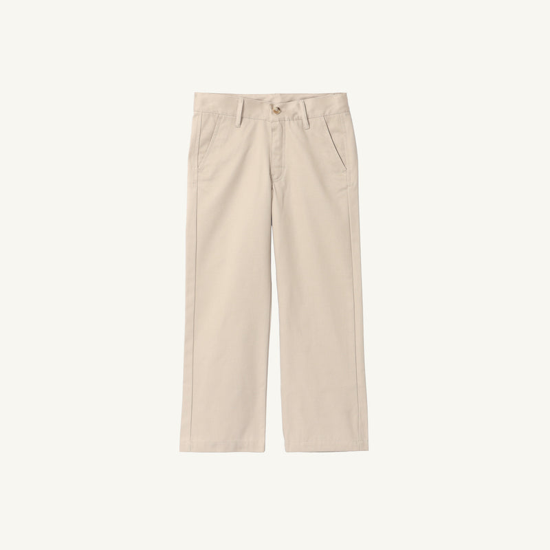 Prep School Pants - Keeneland Khaki with Keeneland Khaki Stork boys’ style trousers with a button closure and two side pockets.