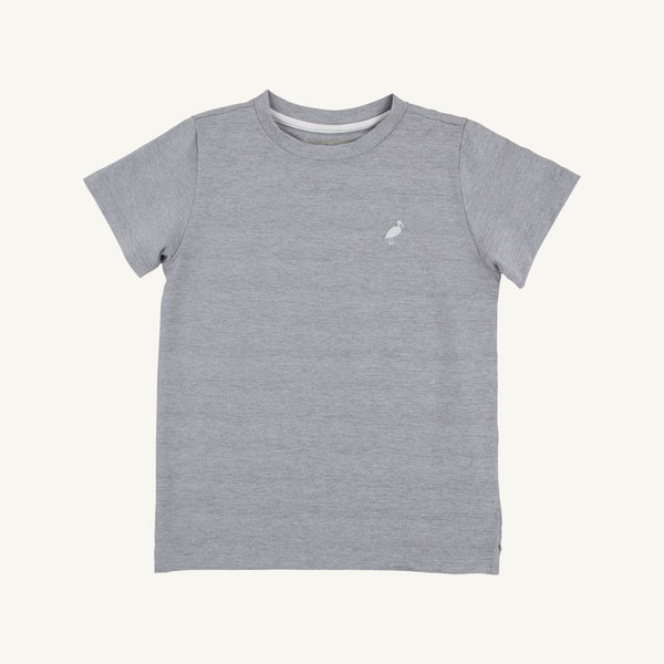 Prepletic™ Carter Crewneck - Heathered Grantley Gray with Worth Avenue White Stork