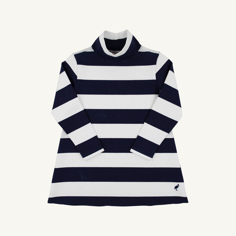 Prepletic™ Finley Funnel Dress - Nantucket Navy Rugby Stripe