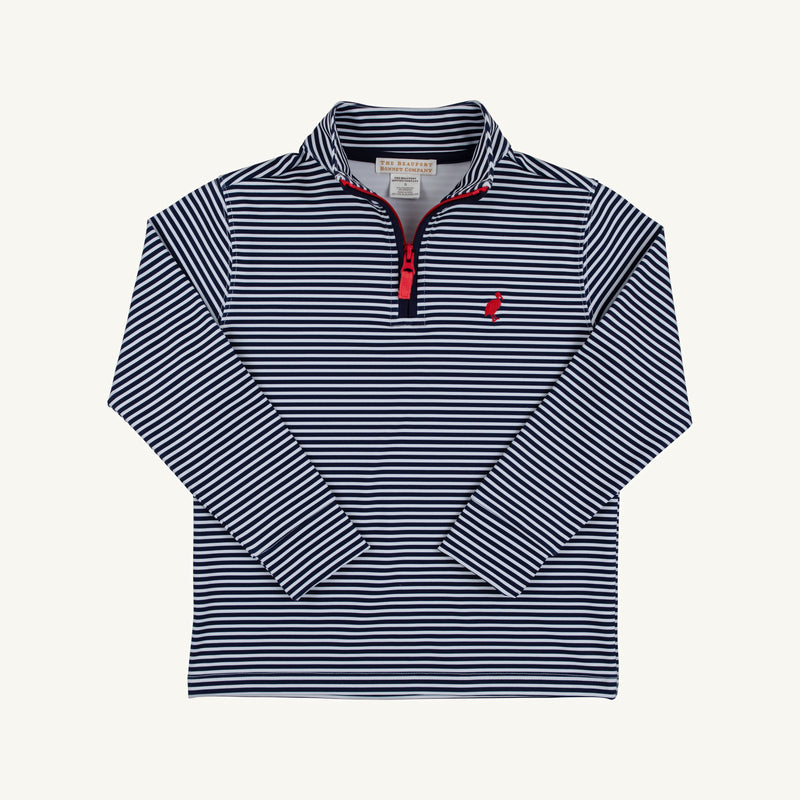 Prepletic™ Hayword Half Zip - Nantucket Navy Stripe with Richmond Red Stork