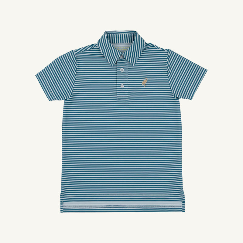 Prepletic™ Prim & Proper Polo - Sumner County Stripe (Barnsley Blue) with Keeneland Khaki Stork