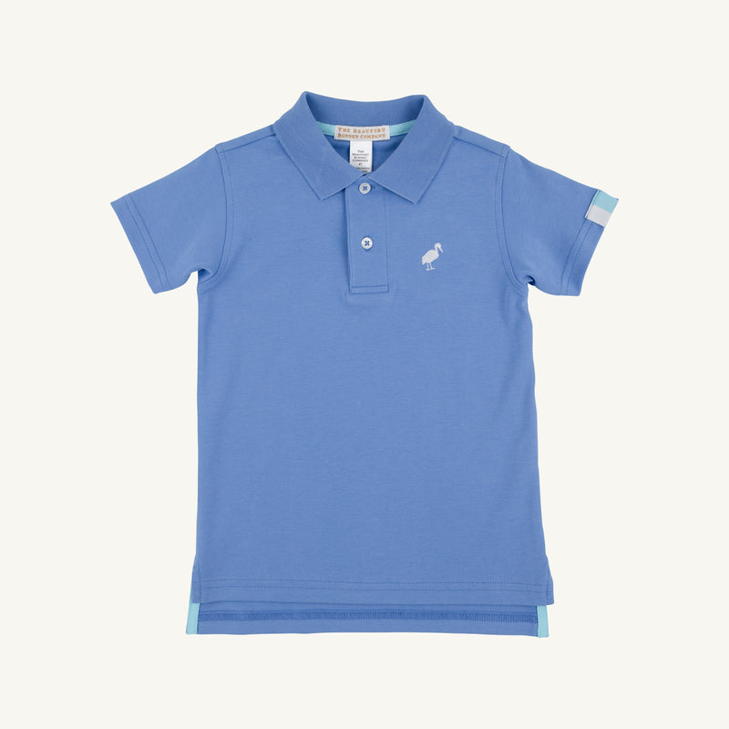 Prim & Proper Polo & Onesie - Barbados Blue with Worth Avenue White Stork