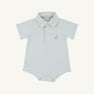 Prim & Proper Polo & Onesie - Old Greenwich Green Stripe with Sarasota Sky Stork