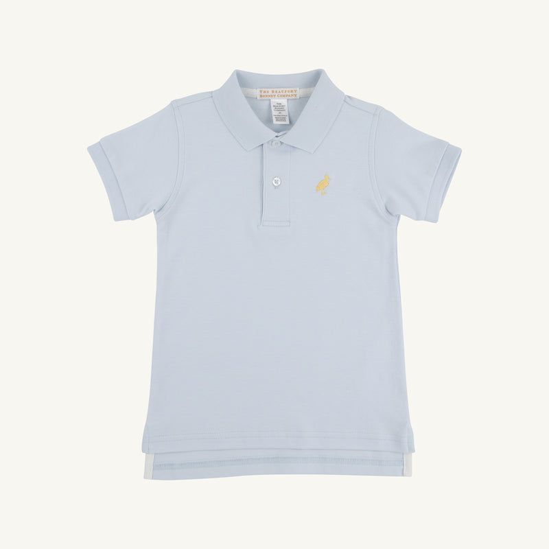 Prim & Proper Polo & Onesie - Bardstown Blue with Bellport Butter Yellow Stork