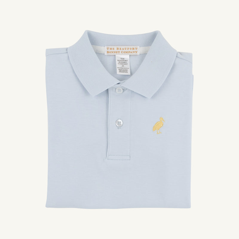 Prim & Proper Polo & Onesie - Bardstown Blue with Bellport Butter Yellow Stork