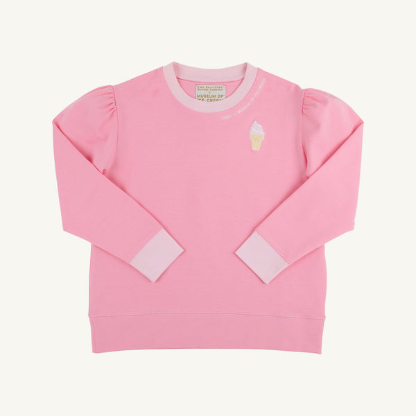 Puff Sleeve Cassidy Comfy Crewneck - Hamptons Hot Pink with Ice Cream