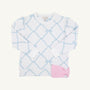 Puff Sleeve Cassidy Comfy Crewneck - Belle Meade Bow (Buckhead Blue) with Pier Party Pink Bow
