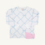 Puff Sleeve Cassidy Comfy Crewneck - Belle Meade Bow (Buckhead Blue) with Pier Party Pink Bow