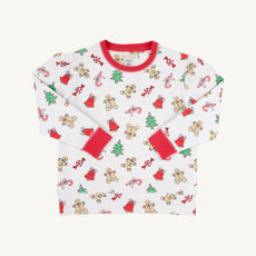 Puff Sleeve Cassidy Comfy Crewneck - Sugar Plum with Richmond Red