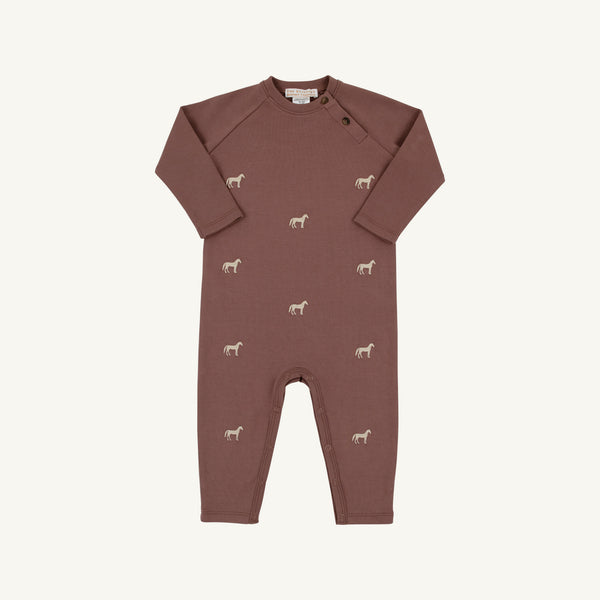 Rayburn Romper - Gray Bay Brown with Horse Embroidery