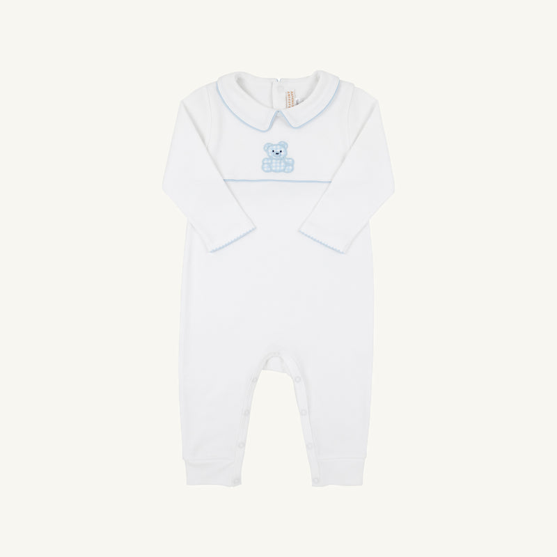 Robbins Romper - Worth Avenue White with Buckhead Blue & Bear