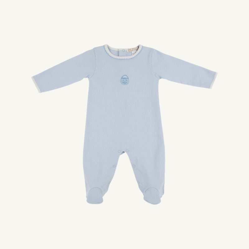 Rock Me Romper - Buckhead Blue with Palmetto Pearl & Pumpkin Embroidery