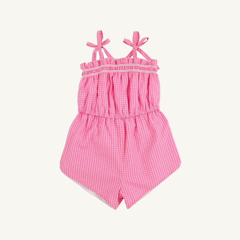 Rosey Romper (Shorts) - Pink Willow Windowpane