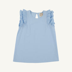 Ruehling Ruffle Top (Linen) - Beale Street Blue