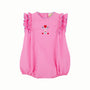 Ruehling Ruffle Bubble - Hamptons Hot Pink with Beale Street Blue and Floral Embroidery