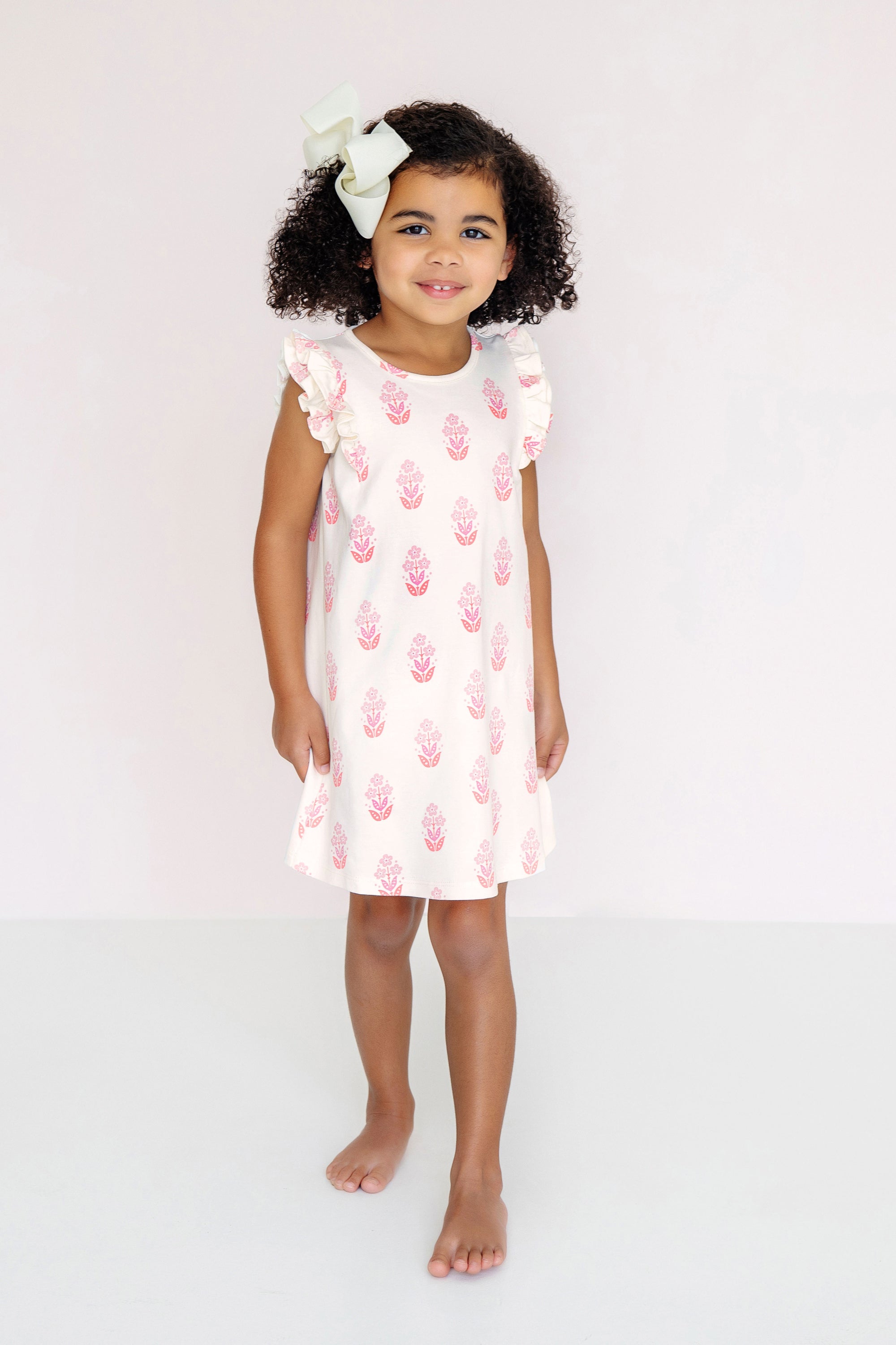 Ruehling Ruffle Dress - Happy Harbour Island Handblock Floral – The ...