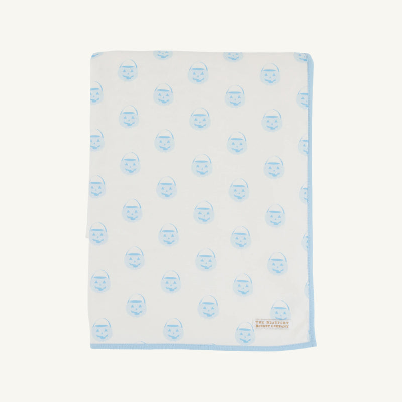 Silent Night Throw - Vintage Prep Pumpkin Pails (Buckhead Blue) with Buckhead Blue