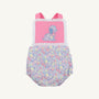 Sally Sunsuit - Briar Patch Petals with Hamptons Hot Pink & Dog Applique