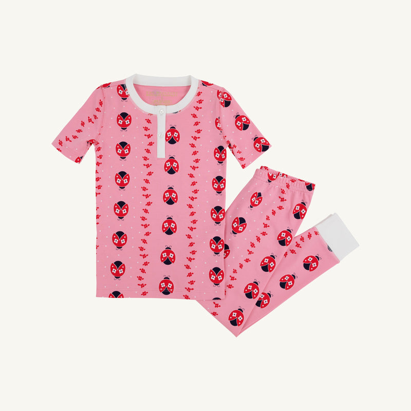 Sara Jane's Short Sleeve Set - Ladybug Line Up with Worth Avenue White