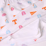 Show your spirit on gameday with The Beaufort Bonnet Company’s Tennessee Searcy Skort – Victory in Orange with Worth Avenue White. This vibrant skort features white fabric adorned with orange, pink, and blue cheerleader-themed prints—complete with pom-poms, megaphones, a dog mascot, and letter T logos—celebrating the University of Tennessee and its tradition of Victory in Orange.