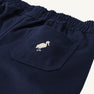 Sheffield Pants - Nantucket Navy with Keeneland Khaki Stork in cotton twill with an elasticized waistband and a back pocket featuring an embroidered stork.