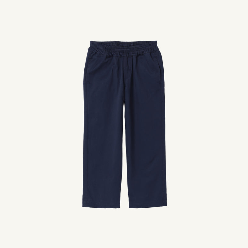 Sheffield Pants - Nantucket Navy with Keeneland Khaki Stork in cotton twill, featuring a pull-on design with an elastic waistband and side pockets.