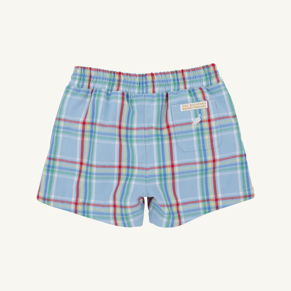 Sheffield Shorts - Kensington Court Plaid with Worth Avenue White Stork