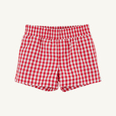 Sheffield Shorts - Richmond Red Gingham with Belhaven Blue Stork