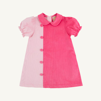 Embroidery result for: Short Sleeve Blaire Button Dress - Palm Beach Pink & Romany Rose Corduroy