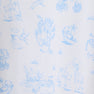 The Sir Proper’s Sweet Arrival (Beale Street Blue) Accessories Bundle from The Beaufort Bonnet Company features a whimsical white fabric adorned with light blue illustrations of animals—like bears and a stork—alongside trees, balloons, and baby carriages. This playful pattern makes the bundle, which includes a Baby Buggy Blanket, Oopsie Daisy Burp Cloth, and Burp Me Bib, a perfect choice for baby shower gifts or your baby registry.