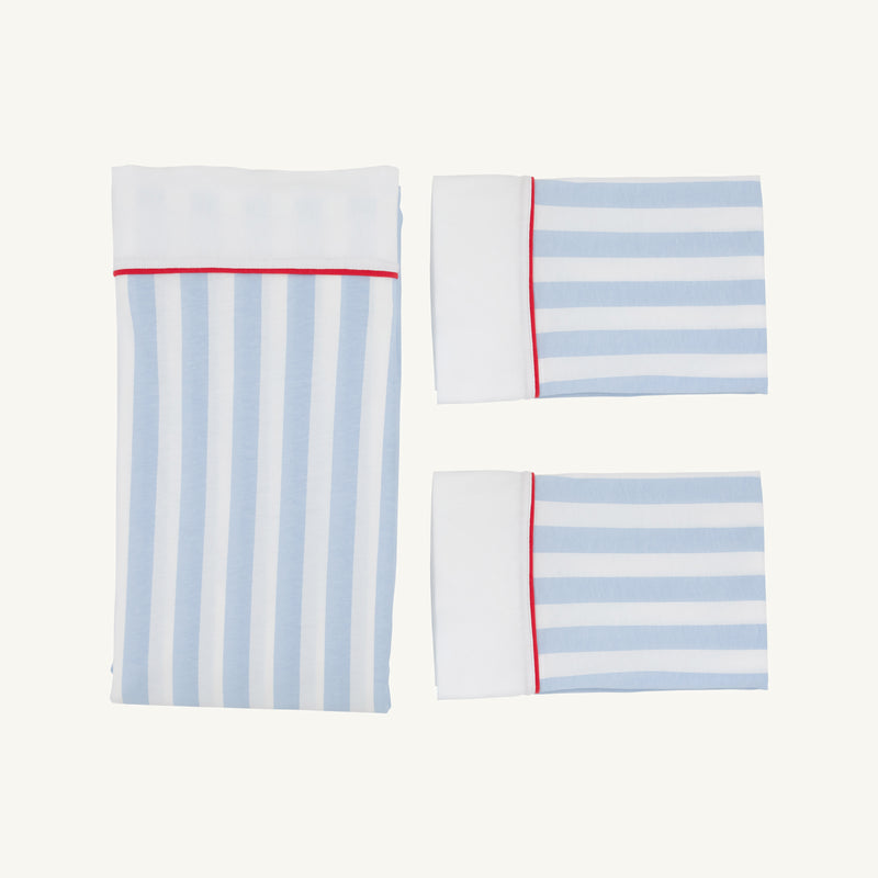 Sleep Tight Sheet Set - Caicos Cabana Stripe (Beale Street Blue) with Richmond Red