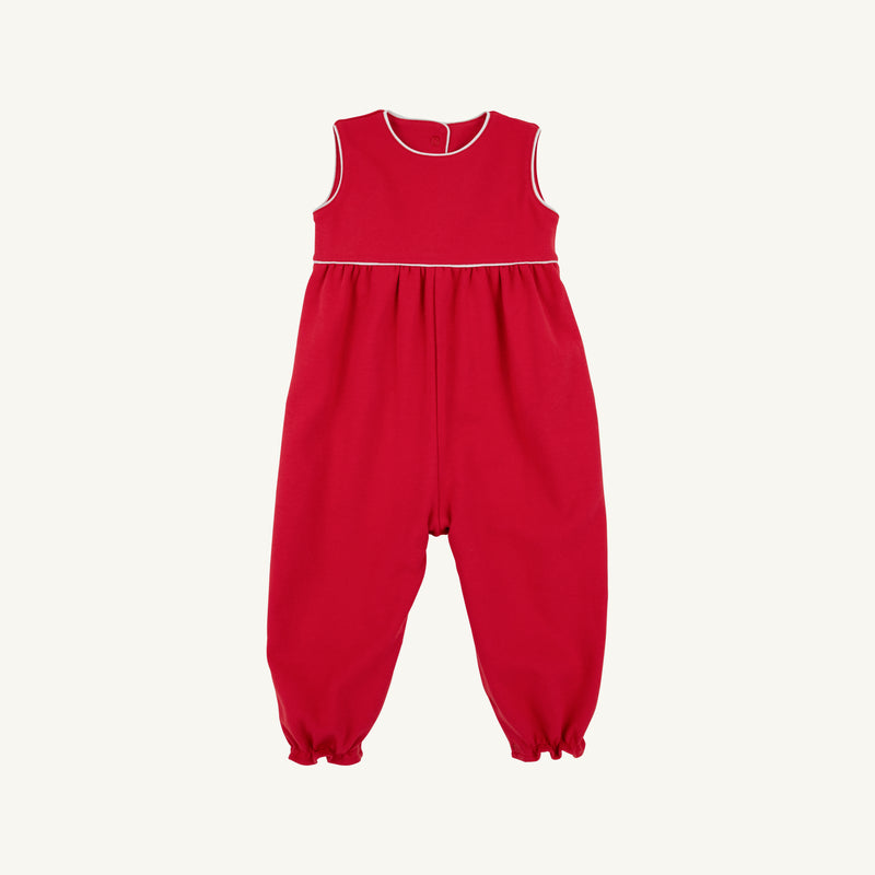 Sleeveless Rebecca Romper - Richmond Red with Fair Street Floral Bow