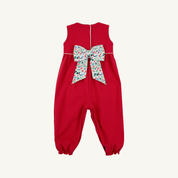 Sleeveless Rebecca Romper - Richmond Red with Fair Street Floral Bow