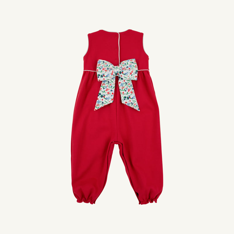 Sleeveless Rebecca Romper - Richmond Red with Fair Street Floral Bow
