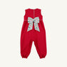 Sleeveless Rebecca Romper - Richmond Red with Fair Street Floral Bow