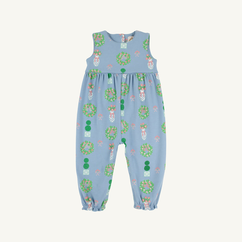 Sleeveless Rebecca Romper - Topiaries and Tangerines (Barrington Blue)