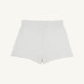The Stella Skort - Quilted Palmetto Pearl by The Beaufort Bonnet Company is displayed flat on a plain background. These girls’ skirt shorts feature a textured, diamond-patterned quilted fabric, an elastic waistband, and a relaxed fit.