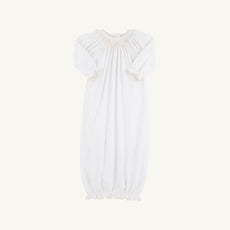 Sweetly Smocked Greeting Gown (Unisex) - Worth Avenue White with Palmetto Pearl