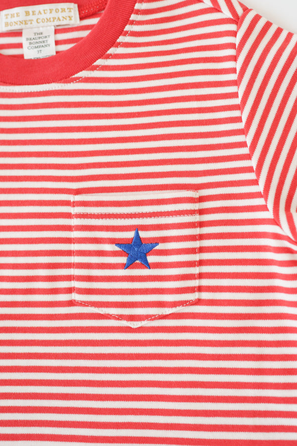 Carter Crewneck - Richmond Red Stripe with Richmond Red & Rockefeller Royal Star