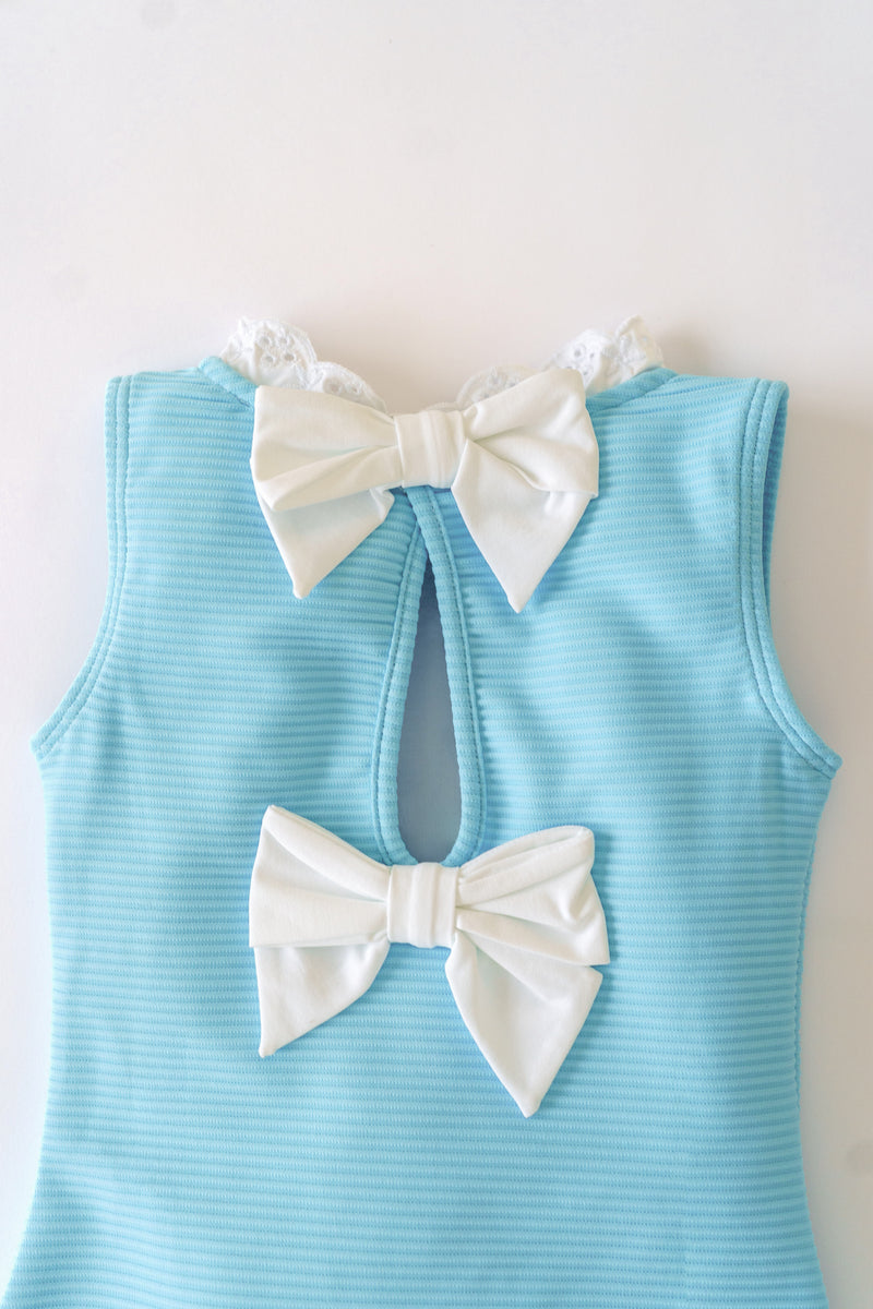 Sleeveless Sarasota Surf Suit - Belhaven Blue with Worth Avenue White Eyelet