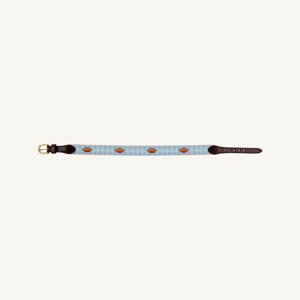 Bullock Belt - Beale Street Blue Gingham with Footballs